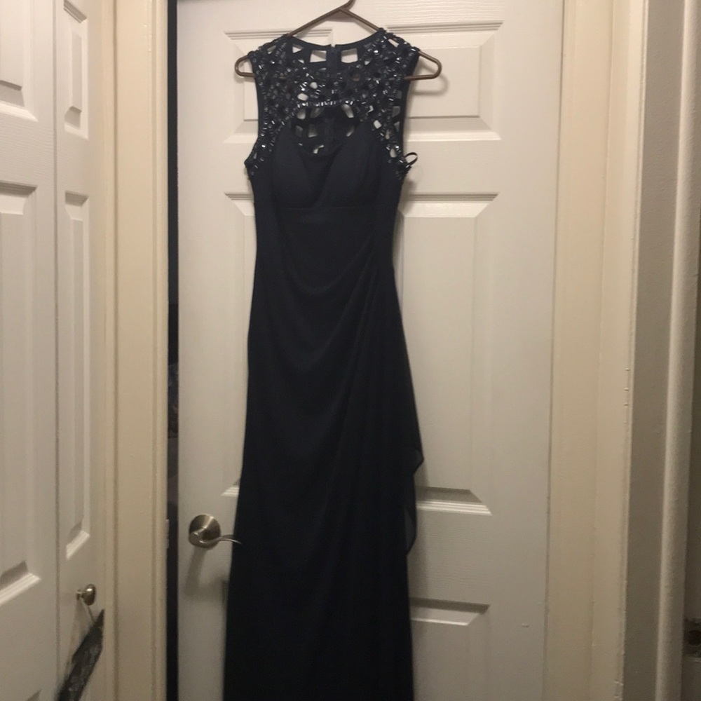 Beaded Navy Blue floor length gown
